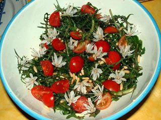 salade et fleurs d'asphodles